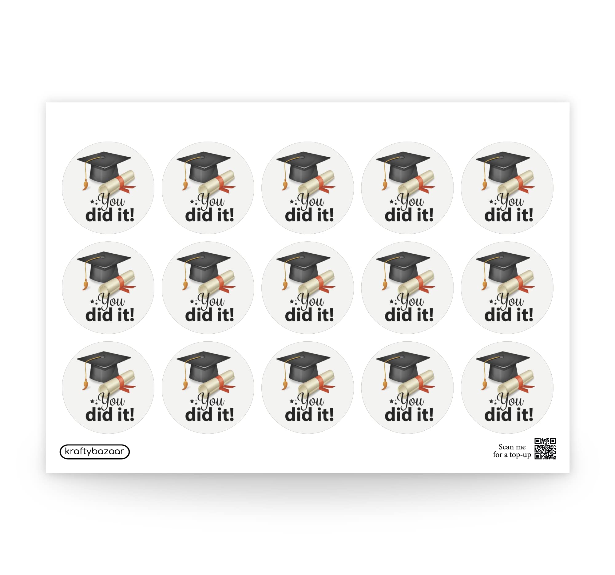 You did it Graduation Decor Paper Labels, 37mm Self-Adhesive Stickers, Multipack Stationery Craft Decorative Labels (Pack of 450 Labels, White)