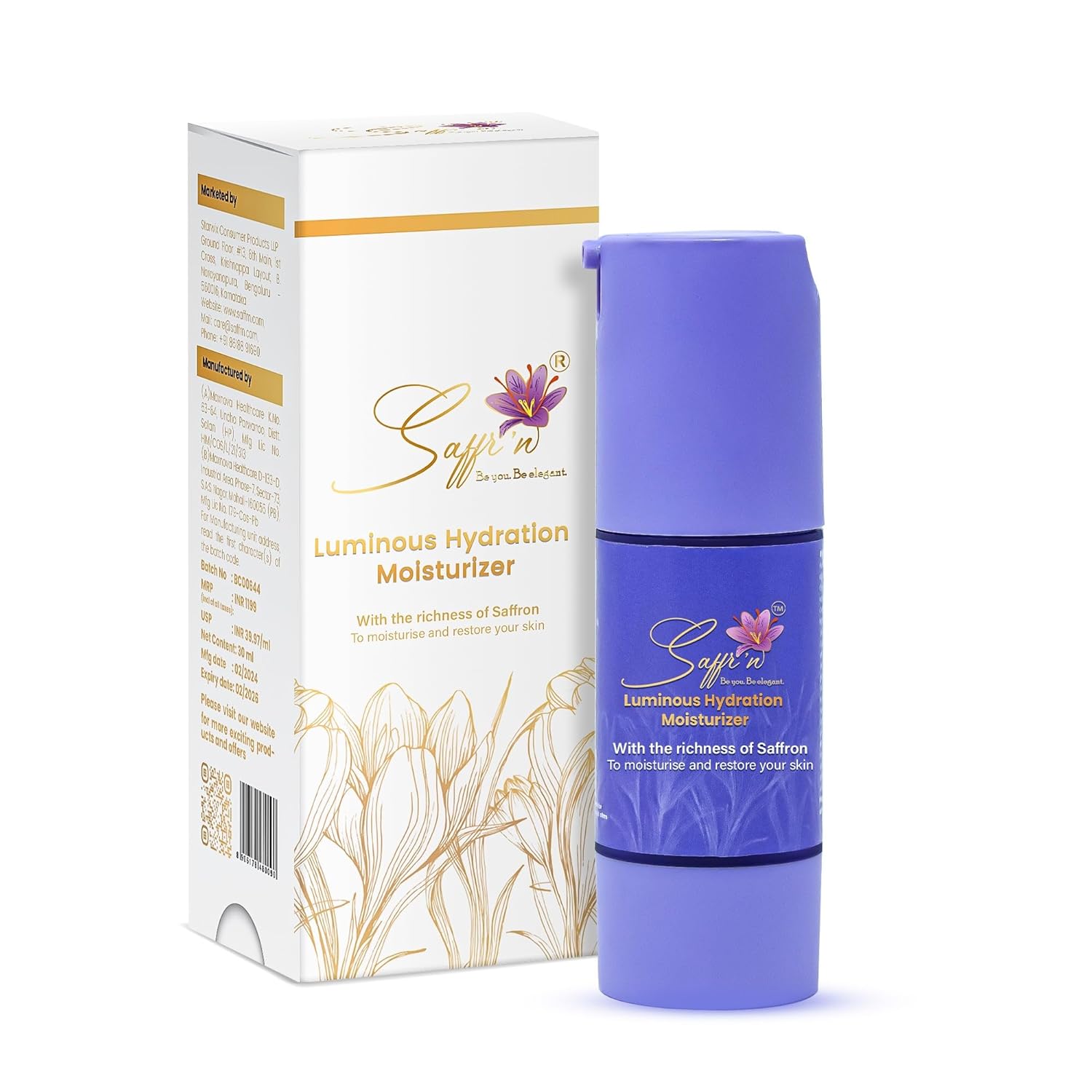 SAFFR'N shiny hydration moisturizer with 5% saffron and 3% niacinmide to improve skin elasticity. Barrier Repair Cream | Moisturizer for the face | Long -lasting hygiene | Shea with butter, ceramids and hyaluronic acid. For all skin types. 30ml SAFFR'N shiny hydration moisturizer with 5% saffron and 3% niacinmide to improve skin elasticity. Barrier Repair Cream | Moisturizer for the face | Long -lasting hygiene | Shea with butter, ceramids and hyaluronic acid. For all skin types. 30ml