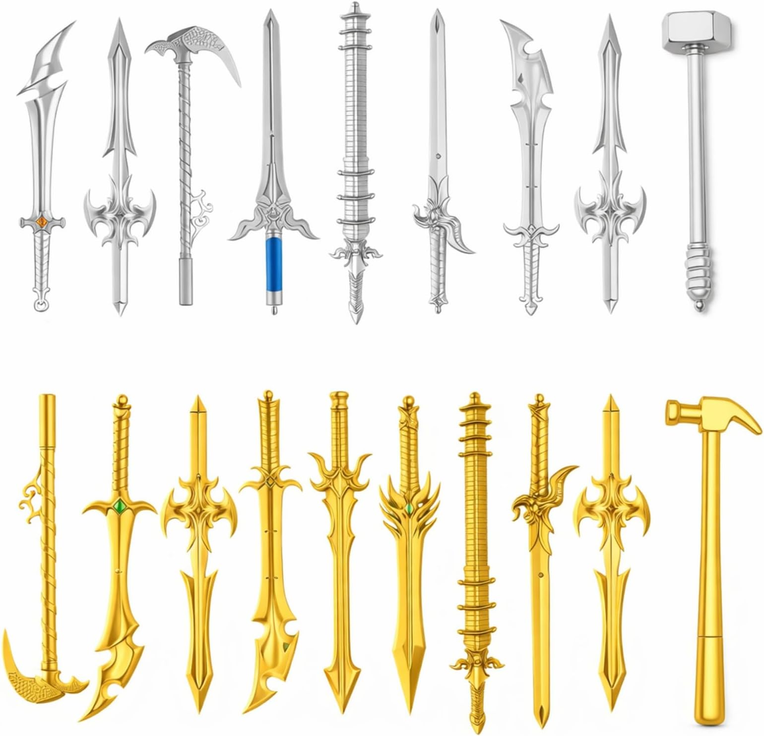 Yexiya Set of 24 Antique Sword Pens with Gel Ink, Novelty and Fun, Cool Sword, Plastic Gel Pens for Birthday Parties, Gifts and Random Writing