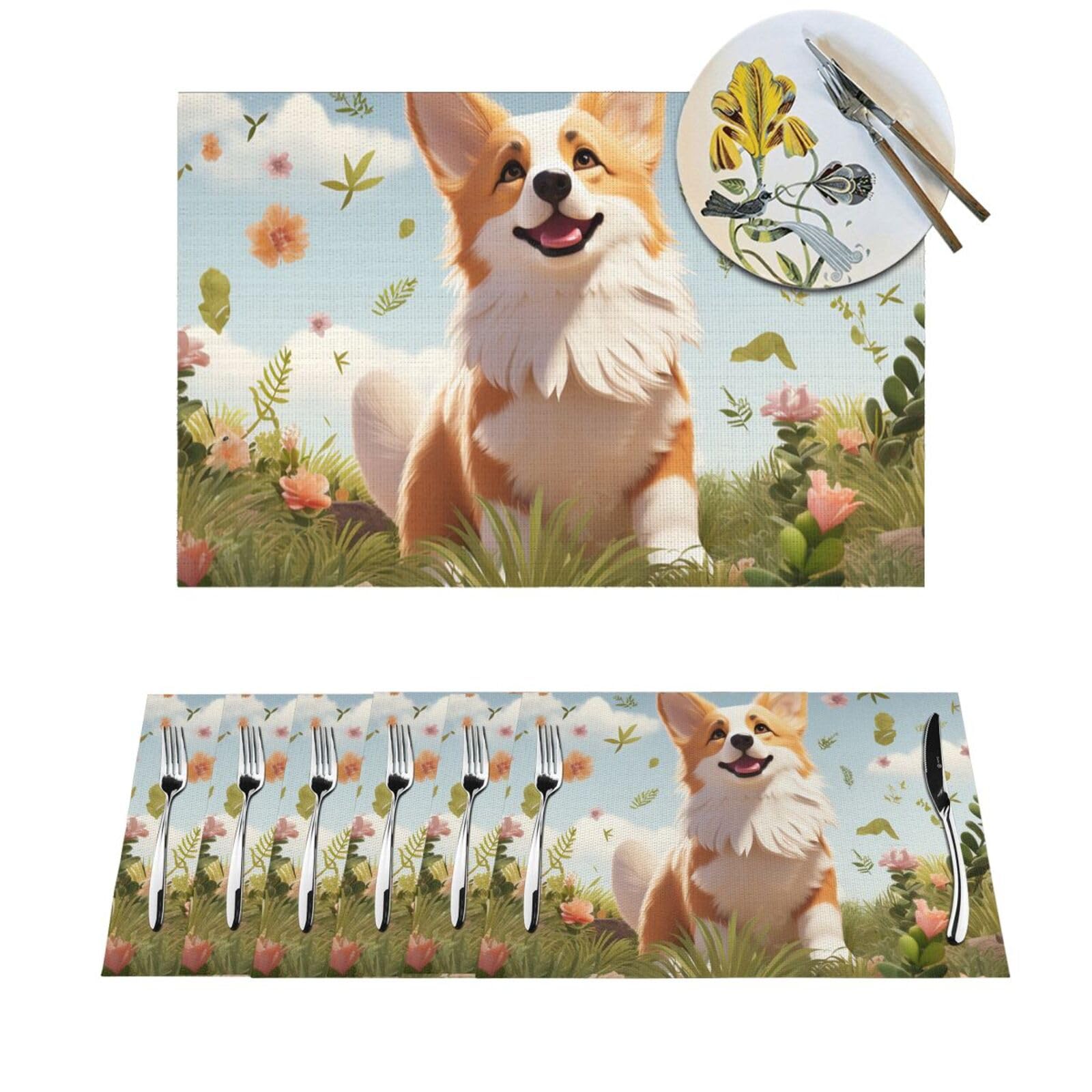 Sets de table Corgi résistant chaleur tapis de table PVC antidérapant x6