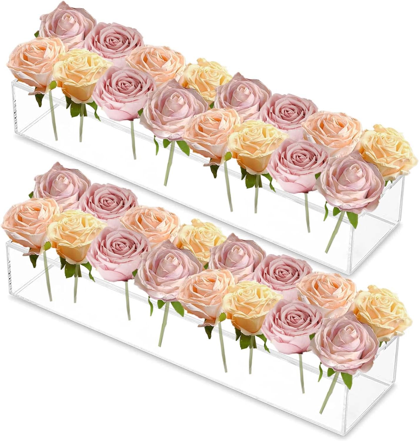 Amazon.com: Acrylic Flower Vase Clear Rectangular Floral Centerpiece ...