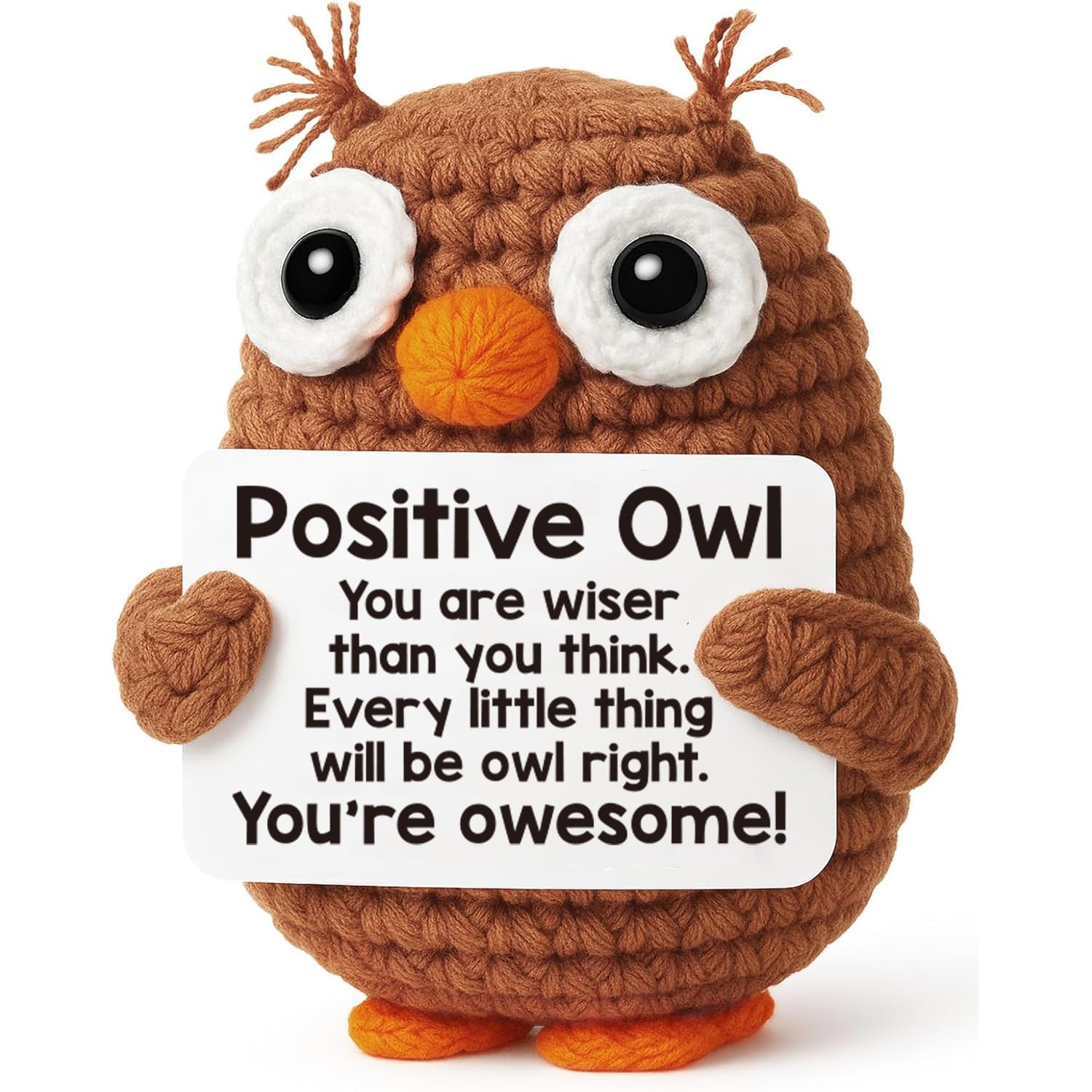 Positive Crochet Owl with You're Owesome Card Christmas - Cute Encouragement Gift for Women Men Birthday Gifts for Coworker Friend Student Teacher Uplifting Self-care Decor Present