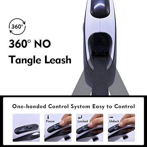 Miniatura 4 de Correa retráctil para perro de 26 pies con cable a prueba de mordidas, correa resistente con bolsas extraíbles para excrementos para perros medianos
