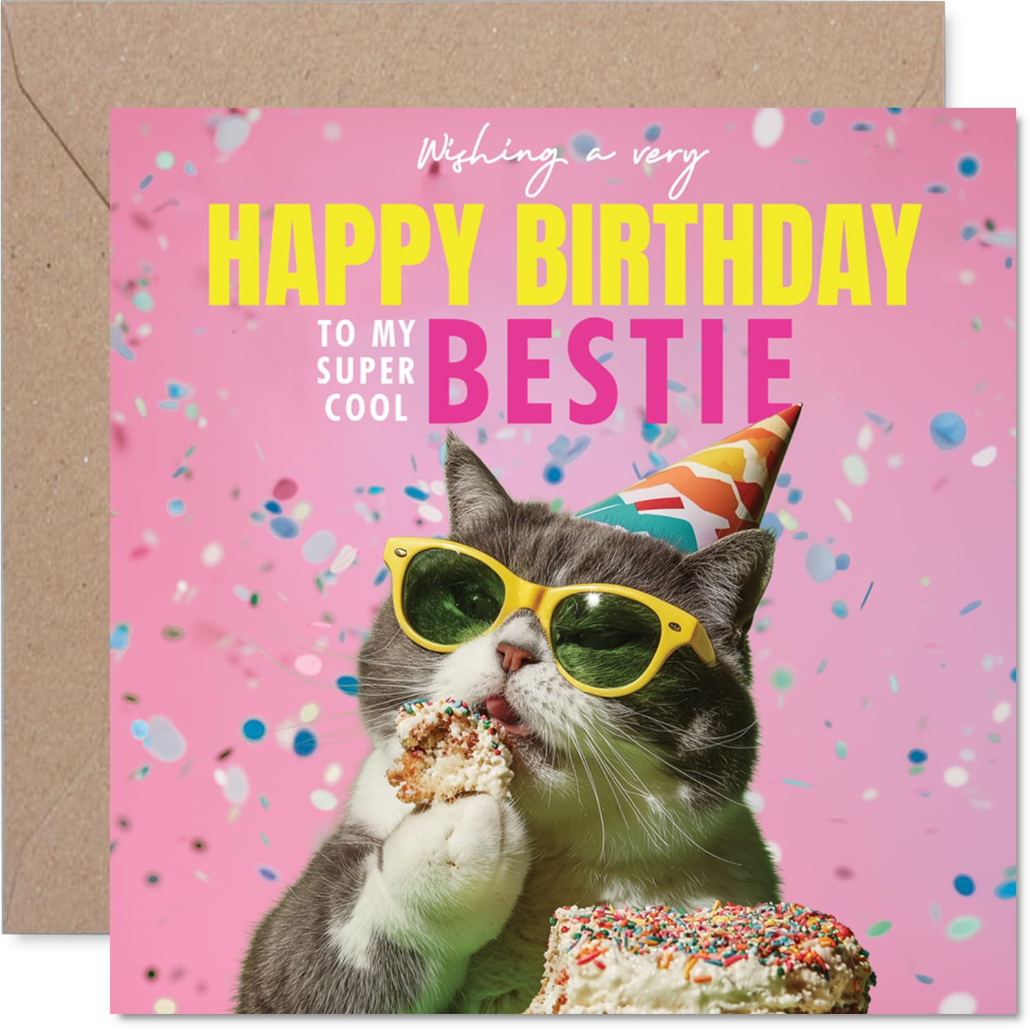 Bestie Birthday Card, Purr-fect Cake