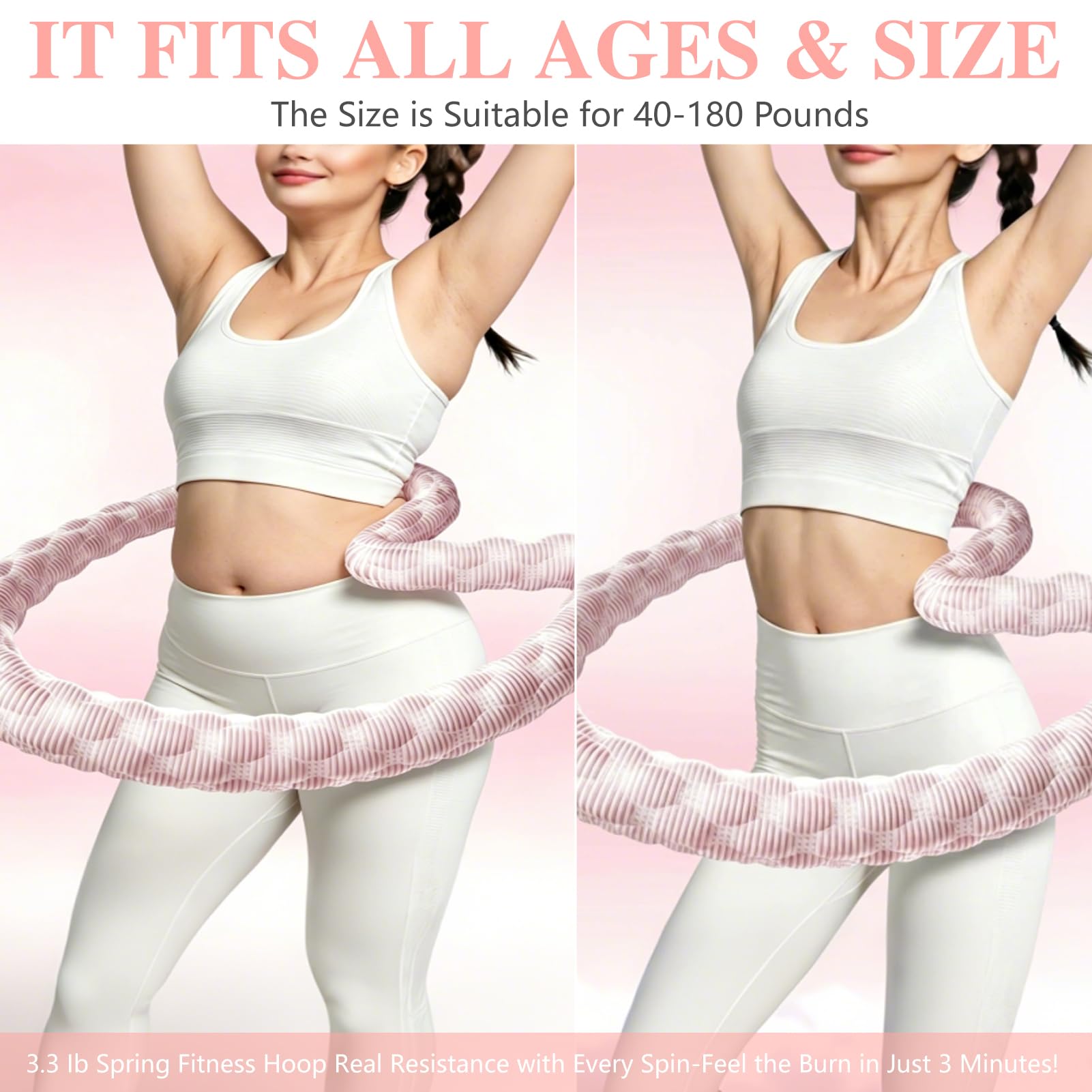 Hula Hoop Reifen Erwachsene, Verbesserter Fitness Reifen mit Gewicht für Erwachsene, Hoola Hoop zum Abnehmen, Weicher Faltbarer Fitness Zubehör für Anfänger und für zu Hause und unterwegs