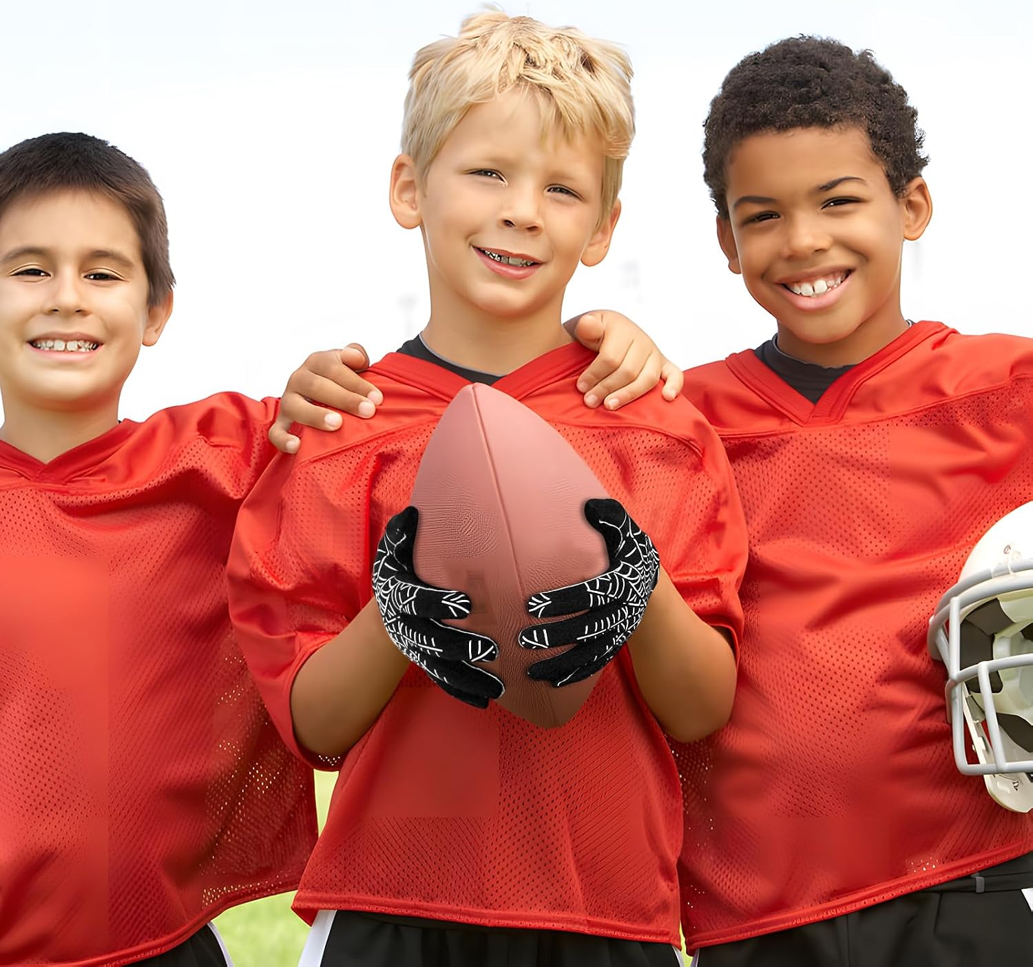 Youth Football Gloves, Sticky Silicone American Football Receiver Gloves, Super Grip Rugby Gloves Comfortable Fit for Youth & Kids