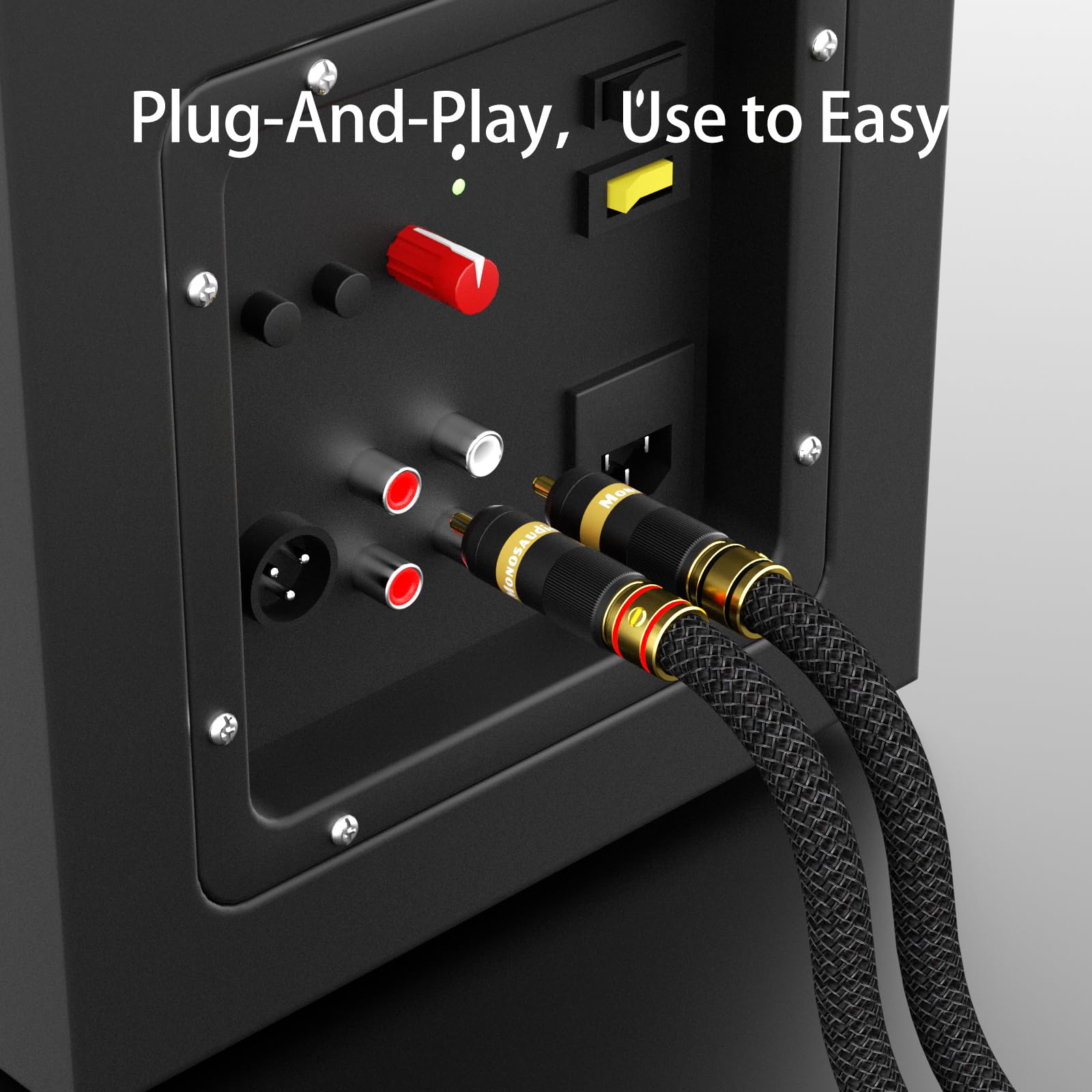 Monosaudio Cable RCA para audiófilo de 17 AWG, cable de audio equilibrado OFC, cobre chapado en oro, interconexión RCA 2RCA macho a 2RCA macho, cable de señal para cine en casa, HDTV, amplificadores,