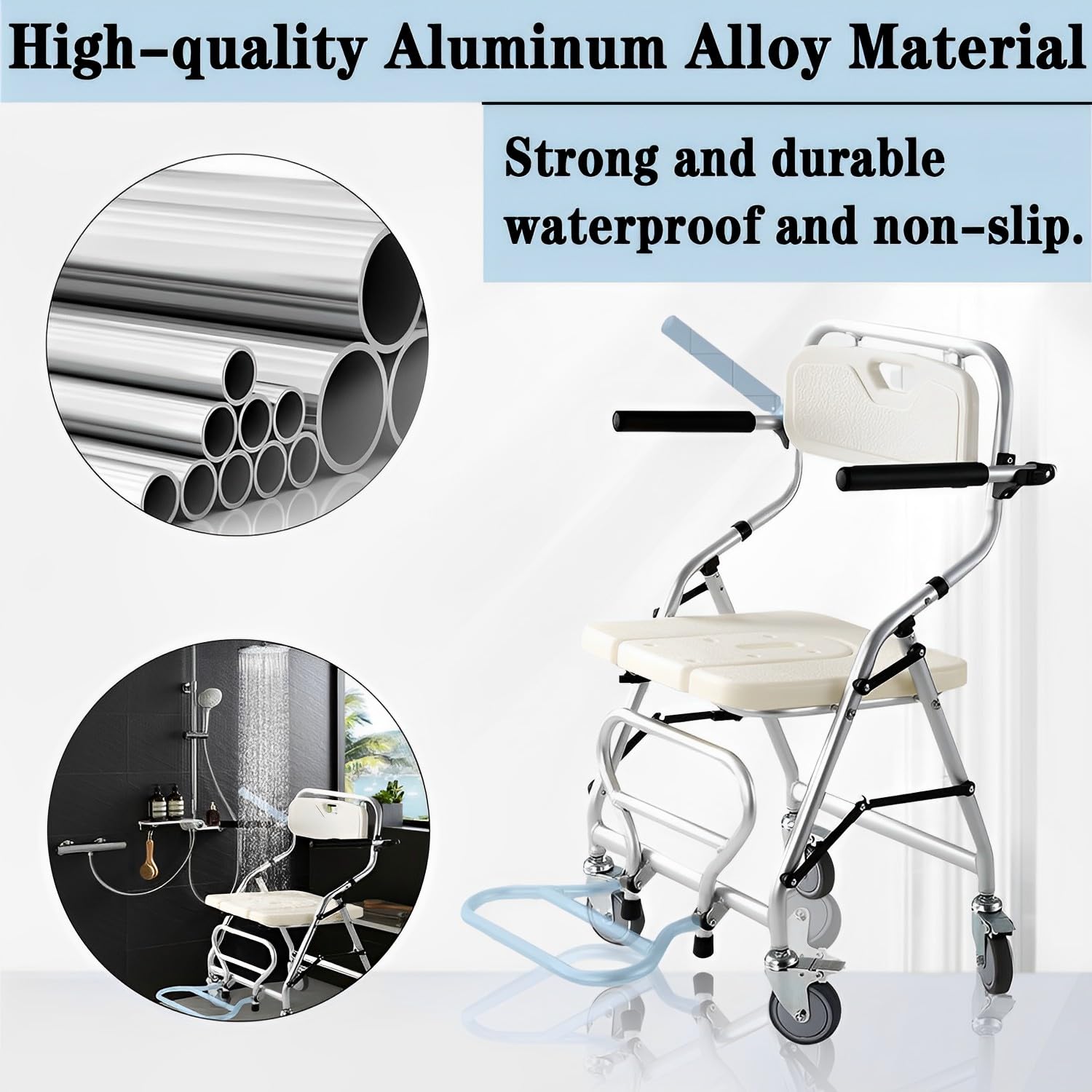 Silla de Ducha con Ruedas para Personas Mayores Plegable