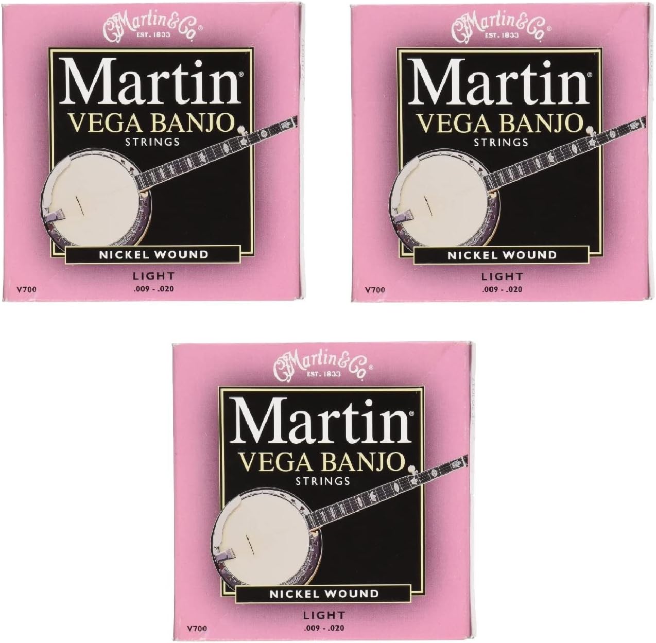 Martin Vega Nickel Wound V700 Banjo Strings Light Gauge - Pack of 3