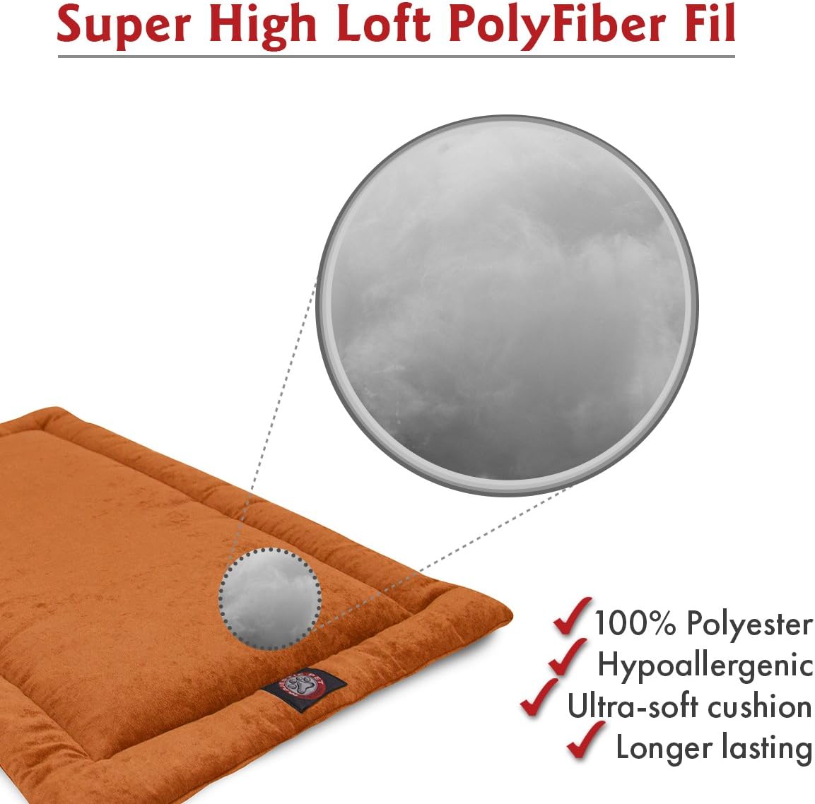 Majestic Pet Dog Crate Mat - Machine Washable Soft Plush Pet Bed Pad for Crates & Kennels | USA Crafted | 30"x21" Villa Orange