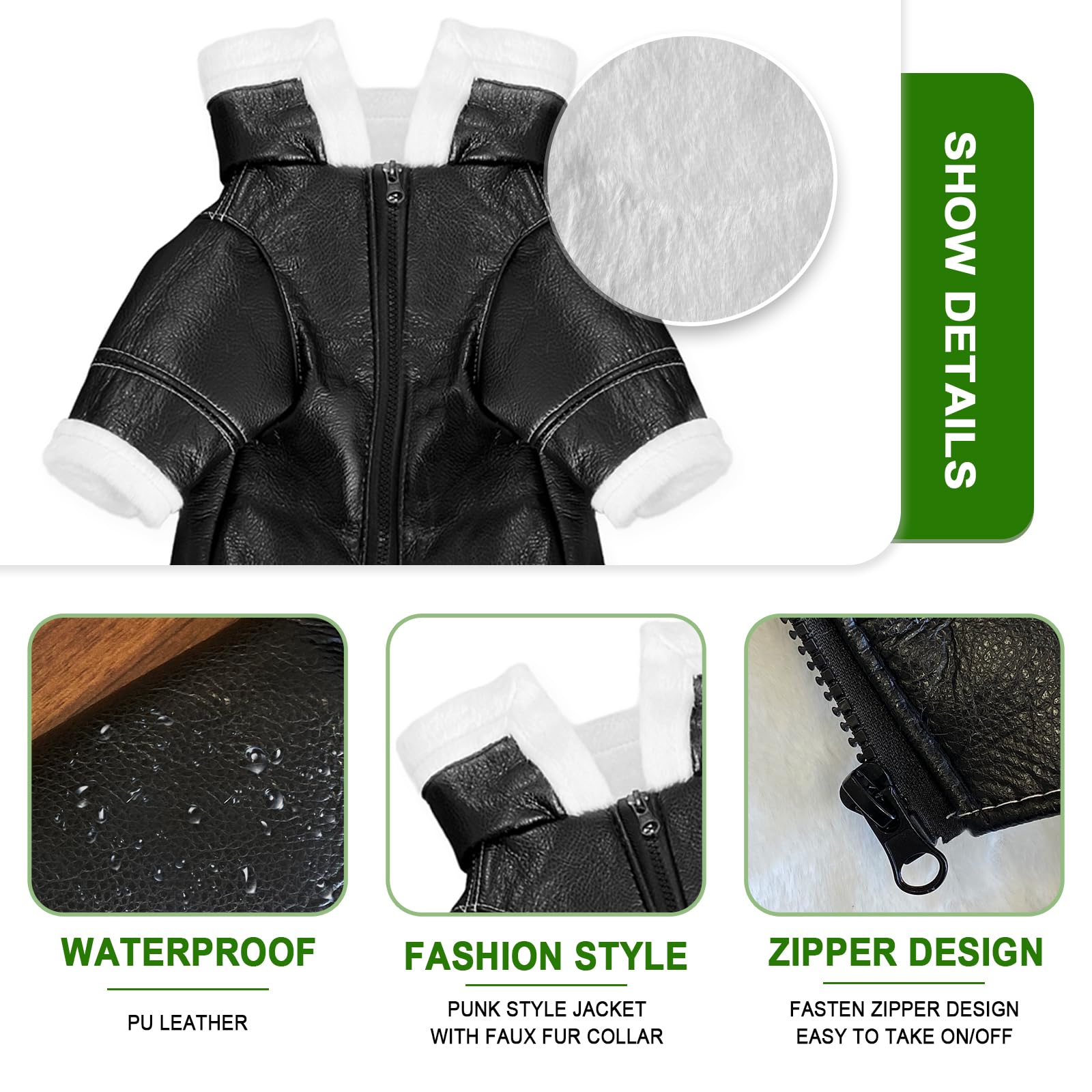 Gilet invernale per cani, giacca in pelle per cani, caldo, antivento, per cani di taglia piccola e media (XL)