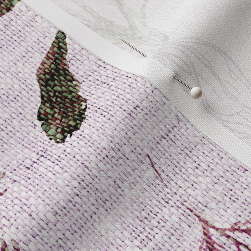 Spoonflower Fabric - Floral Botanical Feminine Lavender Garden Woven Look Flowers Nature Printed on Petal Signature Cotton Fabric by The Yard - Sewing Quilting Apparel Crafts Decor