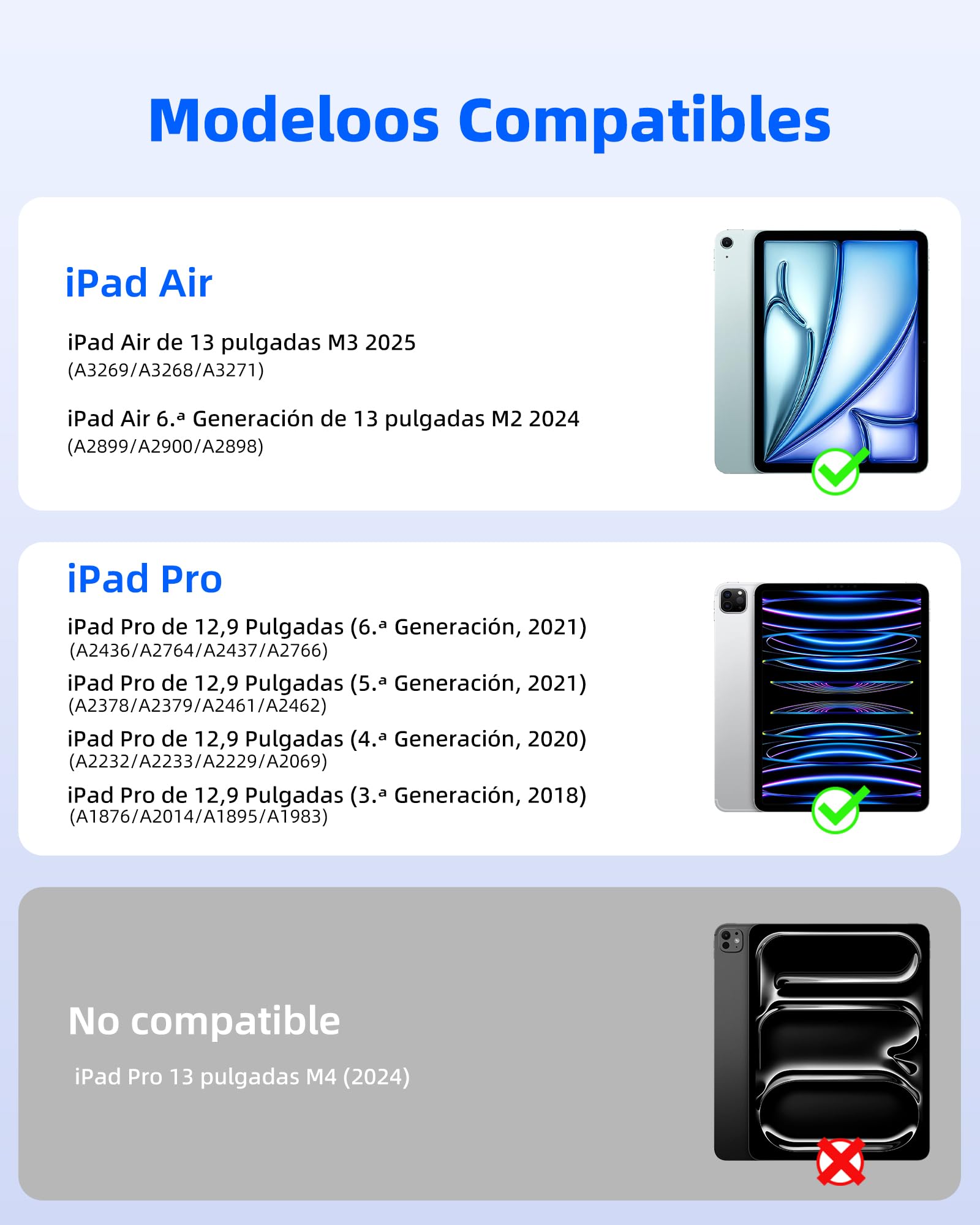 Bettdow Teclado para iPad Air 13" M4 2026/M3 2025/M2 2024, iPad Pro 12,9"(6ª/5ª/4ª/3ª Gen), Español Ñ Ligera de Aleación de Aluminio Magnético Flotante Diseño Teclado con Trackpad, Negro