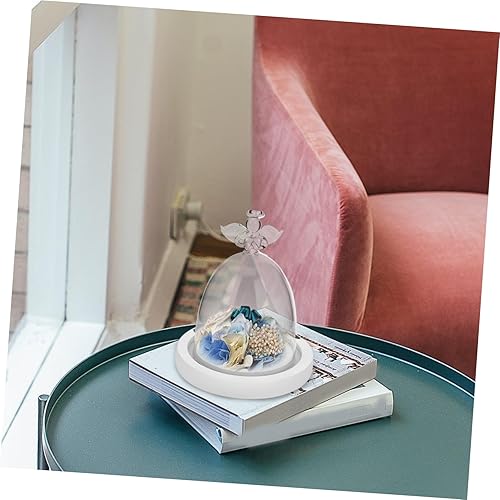 Miniatura 9 de YARNOW Cubierta de cristal de ángel, soporte transparente para tartas, velas de comida, decoración de madera, portavelas de vidrio, vitrina de mesa,
