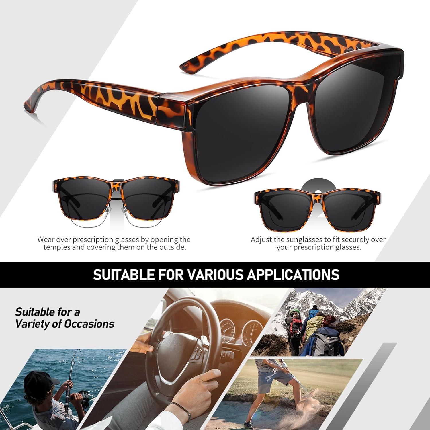 HAOLOTA Fit Over Sunglasses-Polarized for Driving Men, Stylish Square Fashionable Prescription Sunglasses UV400 Protection - Image 6