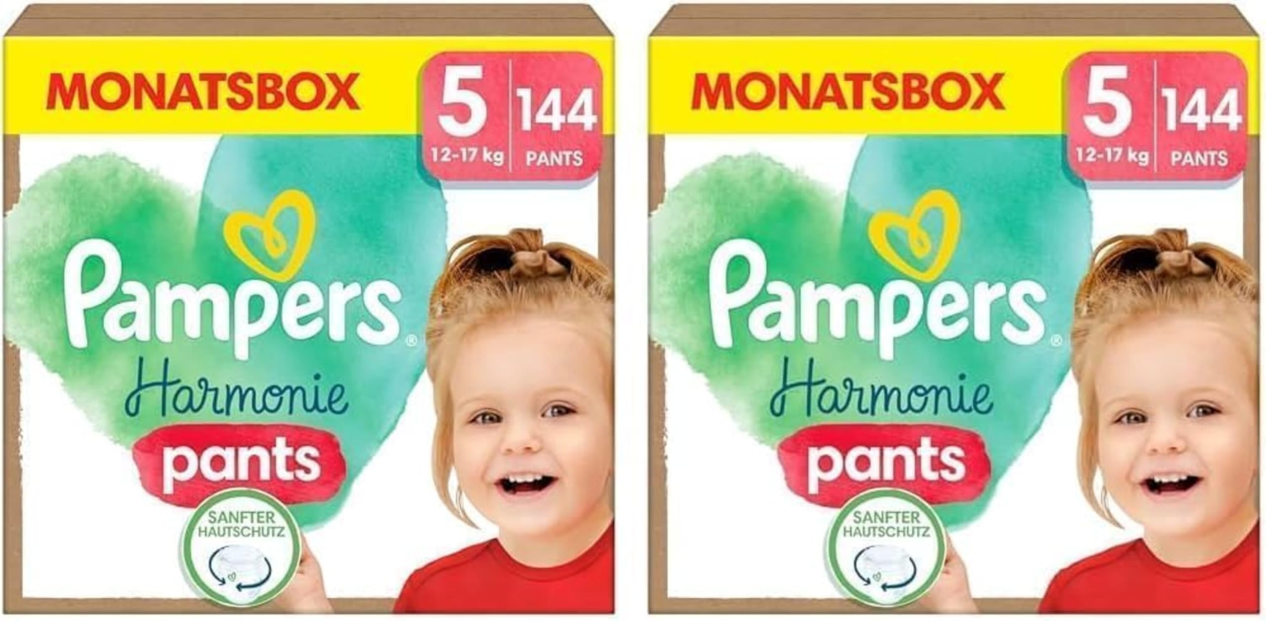 Pampers Harmonie Pants Größe 5, 144 Windeln, 12kg-17kg, sanfter Hautschutz und 360° Komfort-Fit