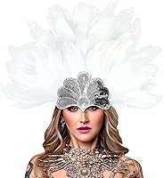 Vista 29 de HOMELEX Tocado de plumas negras para mujer, accesorios de carnaval caribeño