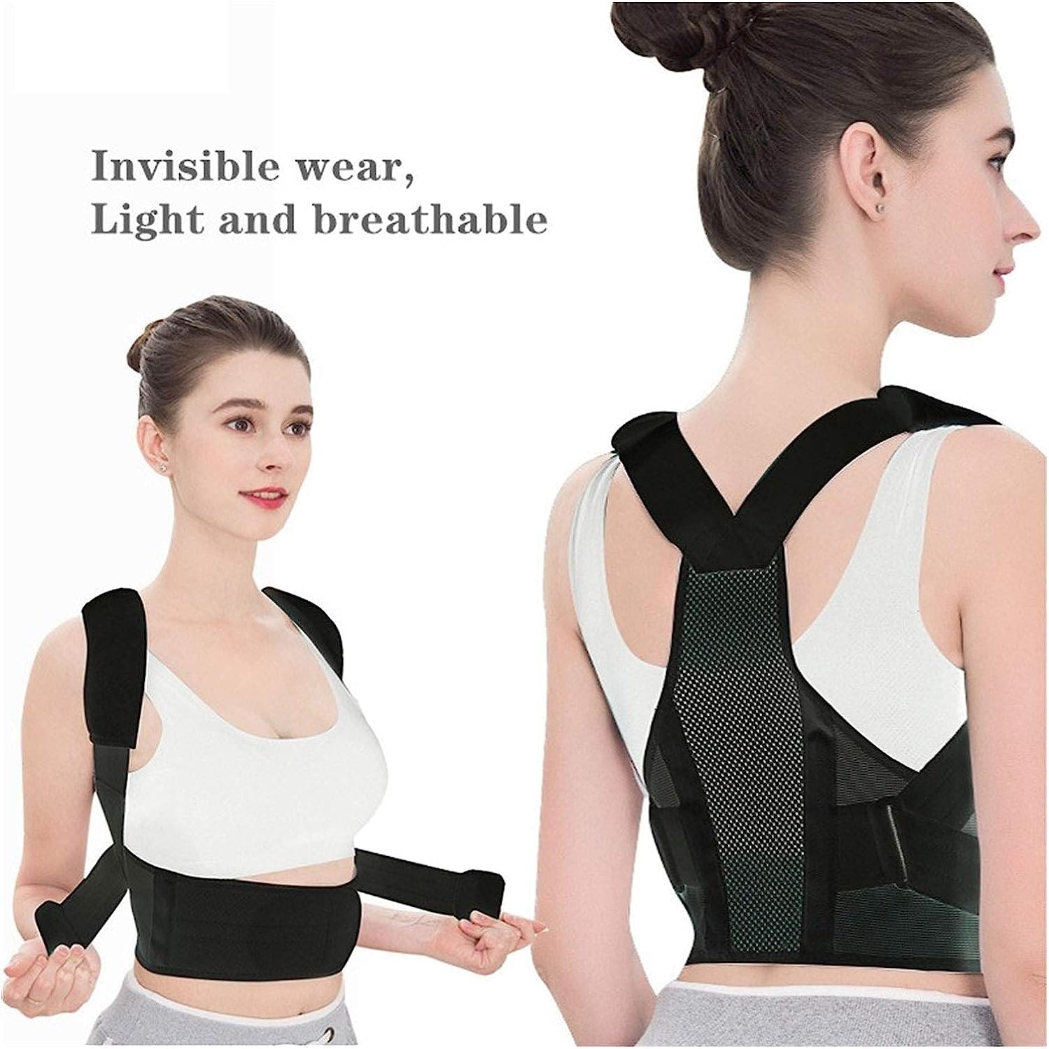 Genérico Cinturón Corrector De Postura, Ajustable para Prevenir La Joroba, Alivia El Dolor De Espalda, Talla L, Unisex (Black The)