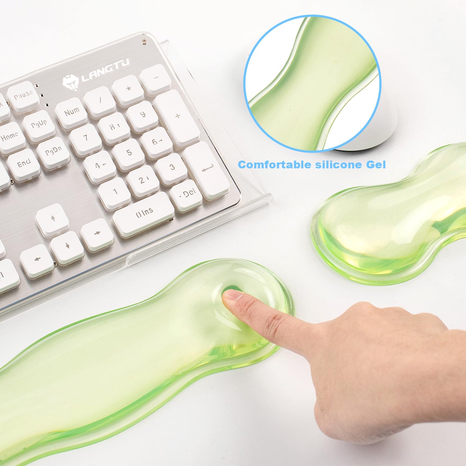 Supporto per tastiera del computer con poggiapolsi in gel, poggiapolsi per tastiera e mouse, ergonomico con poggiapolsi per mouse