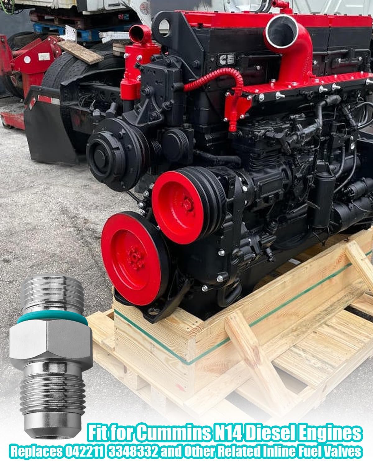 Fuel Check Valve 042211 3348332 Diesel Inline One Way Fuel Line Anti Return Valve with Gasket Aluminum Alloy Replacement Fit for Cummins N14 Diesel Engine