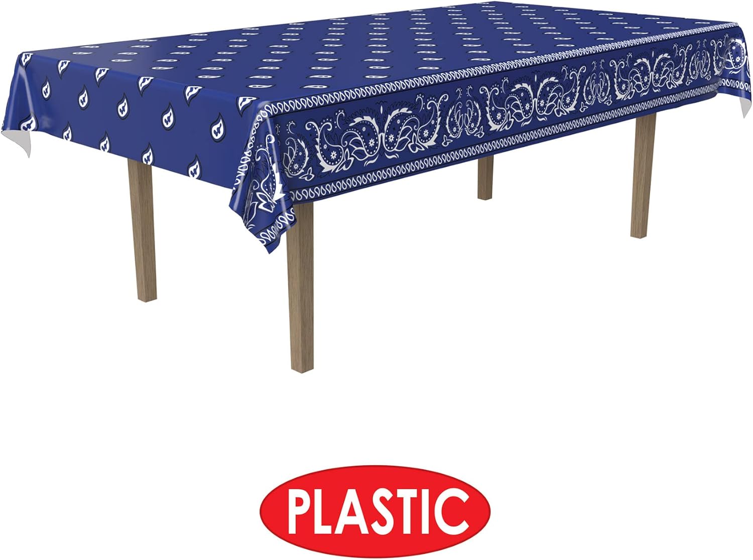 Beistle , 2 Piece Bandana Tablecovers, 54'' x 108'' (Blue/White) : Home & Kitchen