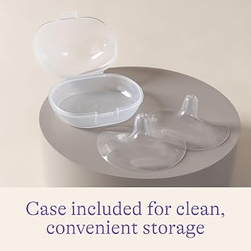 Lansinoh Contact Nipple Shields for Nursing Mothers, Ultra-Thin Soft & Flexible Silicone Shields for Sensitive Nipples and Latch-On Support (0.79 inch or 20mm), with Case, 2 Count