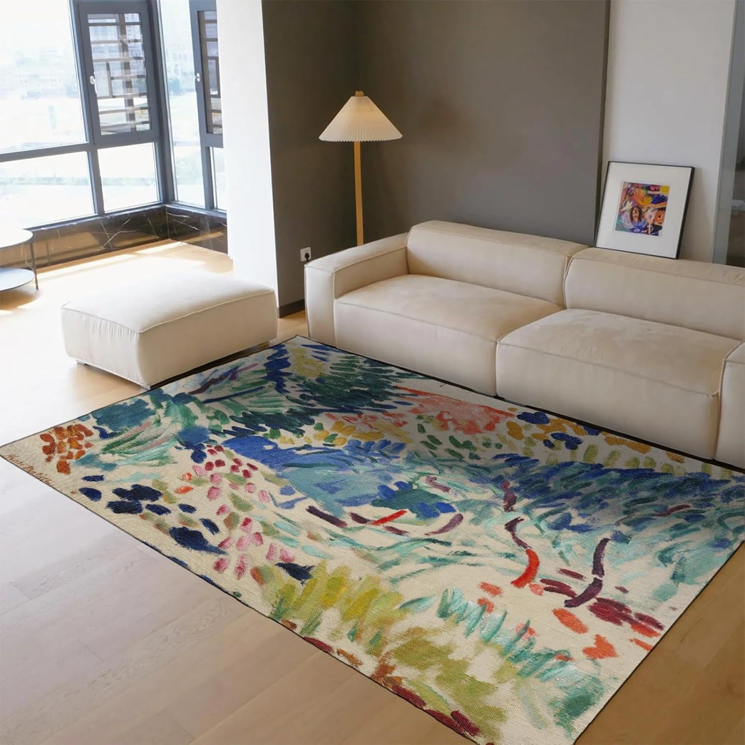 Henri Matisse Rug 2×3ft Unique Colorful Leaf Pattern Graffiti Abstract Landscape Themed Area Rugs for Living Room Bedroom, Ultra-Thin Soft Anti-Slip Carpets, Runners for Hallways, Kitchen