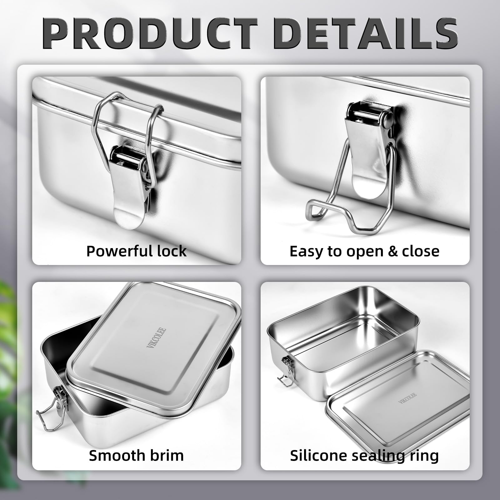 4 contenitori bento in acciaio inox, 1200 ml, contenitori per il pranzo in metallo, contenitori per il pranzo in acciaio, per casa, lavoro, campeggio