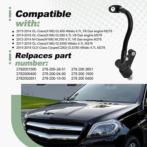 Miniatura 2 de Línea de refrigerante del turbocompresor de tubo de aceite del supercargador compatible con 2012-2019 B-enz ML550 Clase M (W166) GLE (C292) GL450