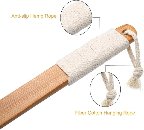 Miniatura 4 de Leotruny Esponja exfoliante 100% natural con mango largo de madera para la parte trasera de la ducha (color blanco roto (1 paquete))