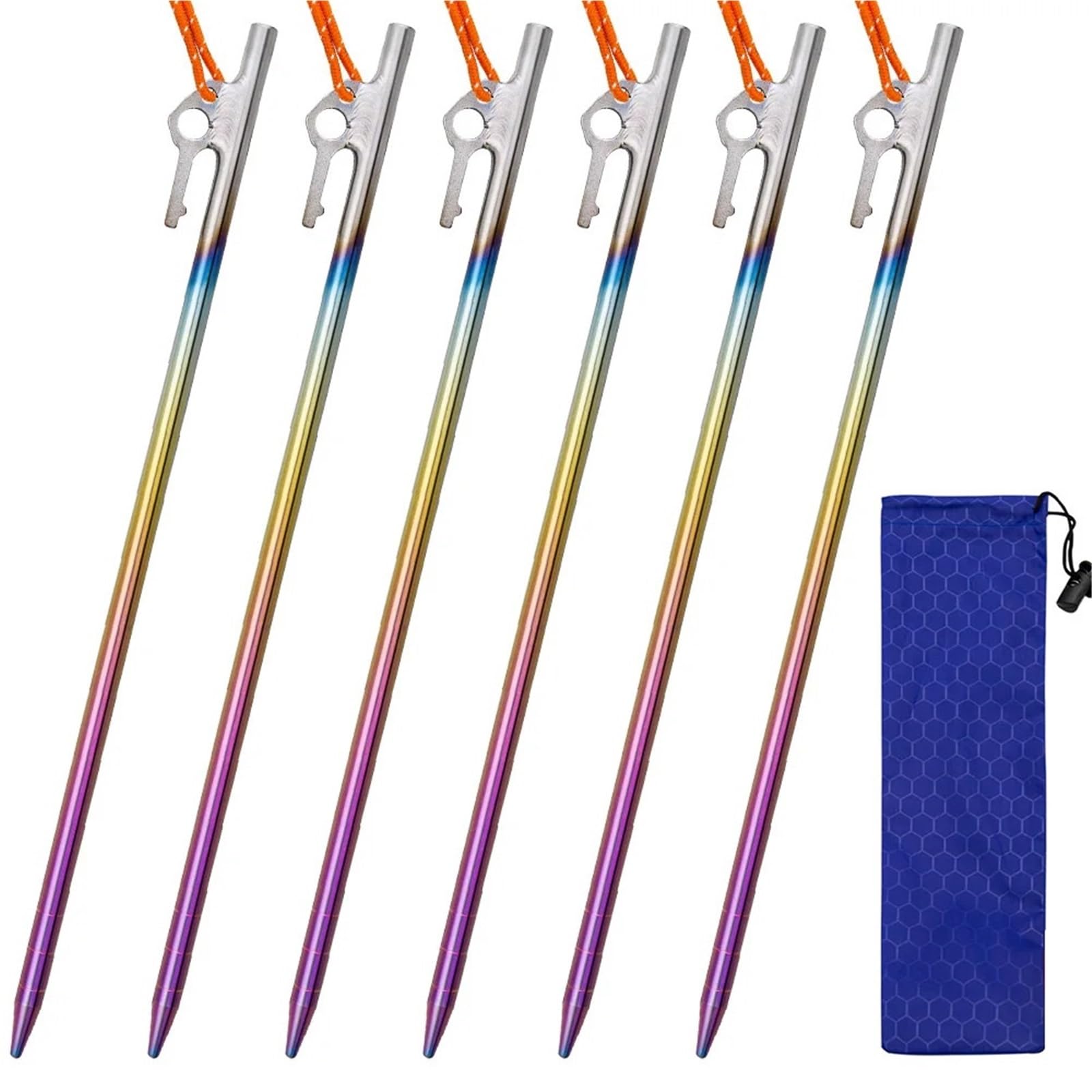10 Stück Camping-Zelt-Zubehör, Bunte Titan-Zeltheringe, robuste Bodennägel, 30 cm/35 cm/40 cm, for harten Boden Für Verschiedene Campingumgebungen(30cm)