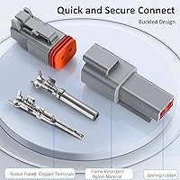 Vista 3 de Paquete de 2 Conectores Deutsch DT de 8 Pines, Conector Eléctrico Impermeable Macho y Hembra Enchufe Arnés de Cableado con 16AWG 8 Cables para Coche