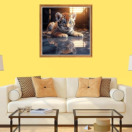 Miniatura 15 de Bimkole Kits de arte de diamantes 5D para adultos, abrazo de tigre blanco, juego de bordado de diamantes de imitación de taladro completo, pintura