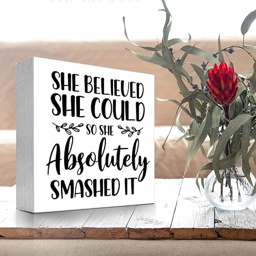 Miniatura 62 de Letrero de madera con texto en inglés "In Case Nobody Told You Today You are Awesome Bloque de madera, decoración de escritorio, caja de motivación