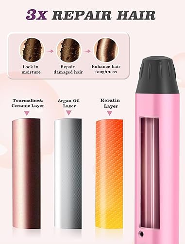 Miniatura 5 de Mini rizador para viajes, 110  240 V de doble voltaje con adaptador de enchufe europeo, rizador pequeño para cabello corto, rizadores pequeños para