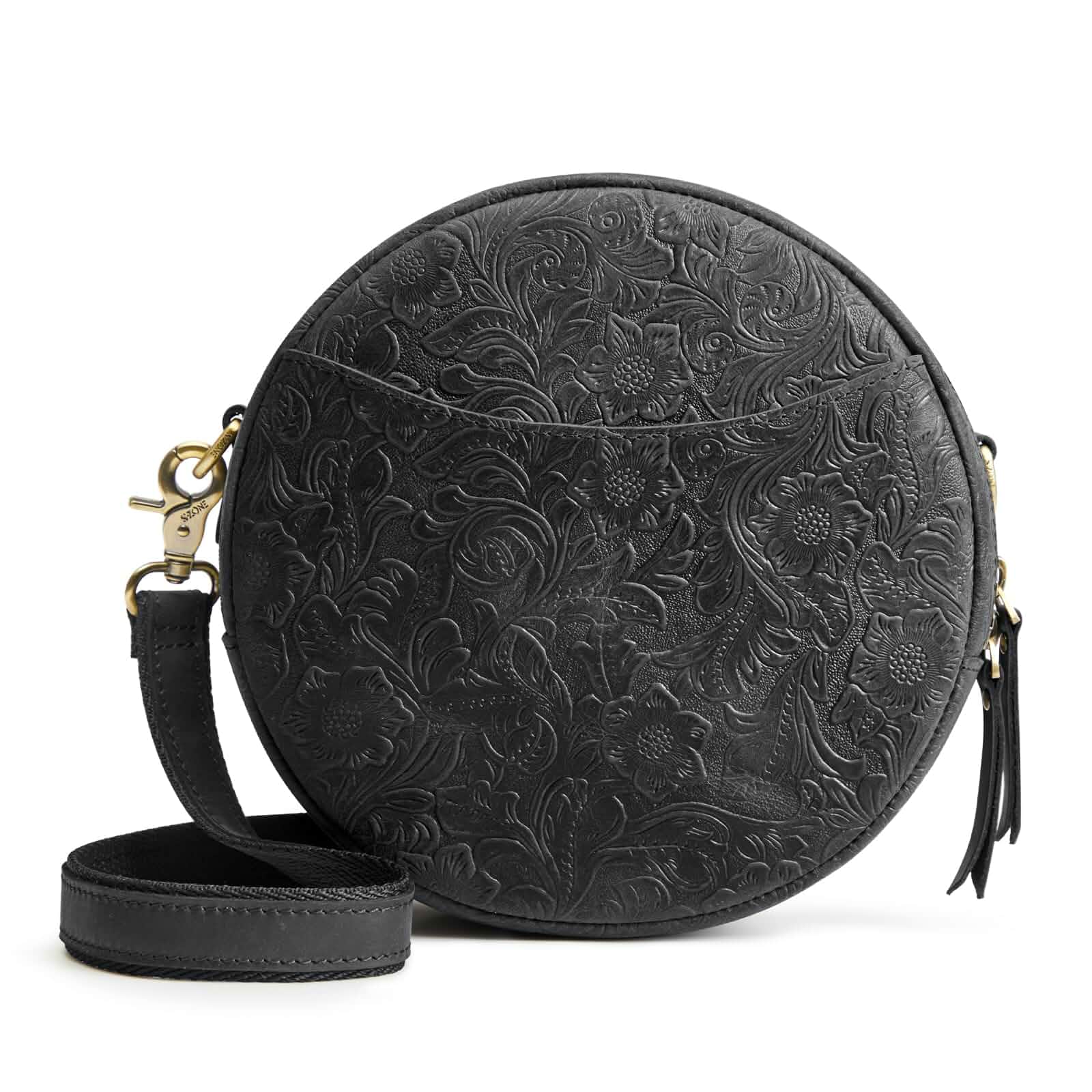 S-ZONELeather Crossbody Bags for Women Circle Shoulder Round Purse Travel Top Grain Leather, Keychain, Designer Handbag, Vintage, Multi Pockets, Detachable Strap, Eveyday Outing