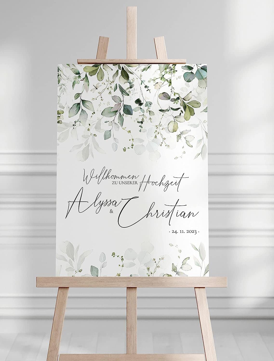 Manschin-Laserdesign Willkommensschild Aluverbund personalisiert - Made in Germany - Welcome Willkommen Schild für Hochzeit (80x55cm) (80x55cm)