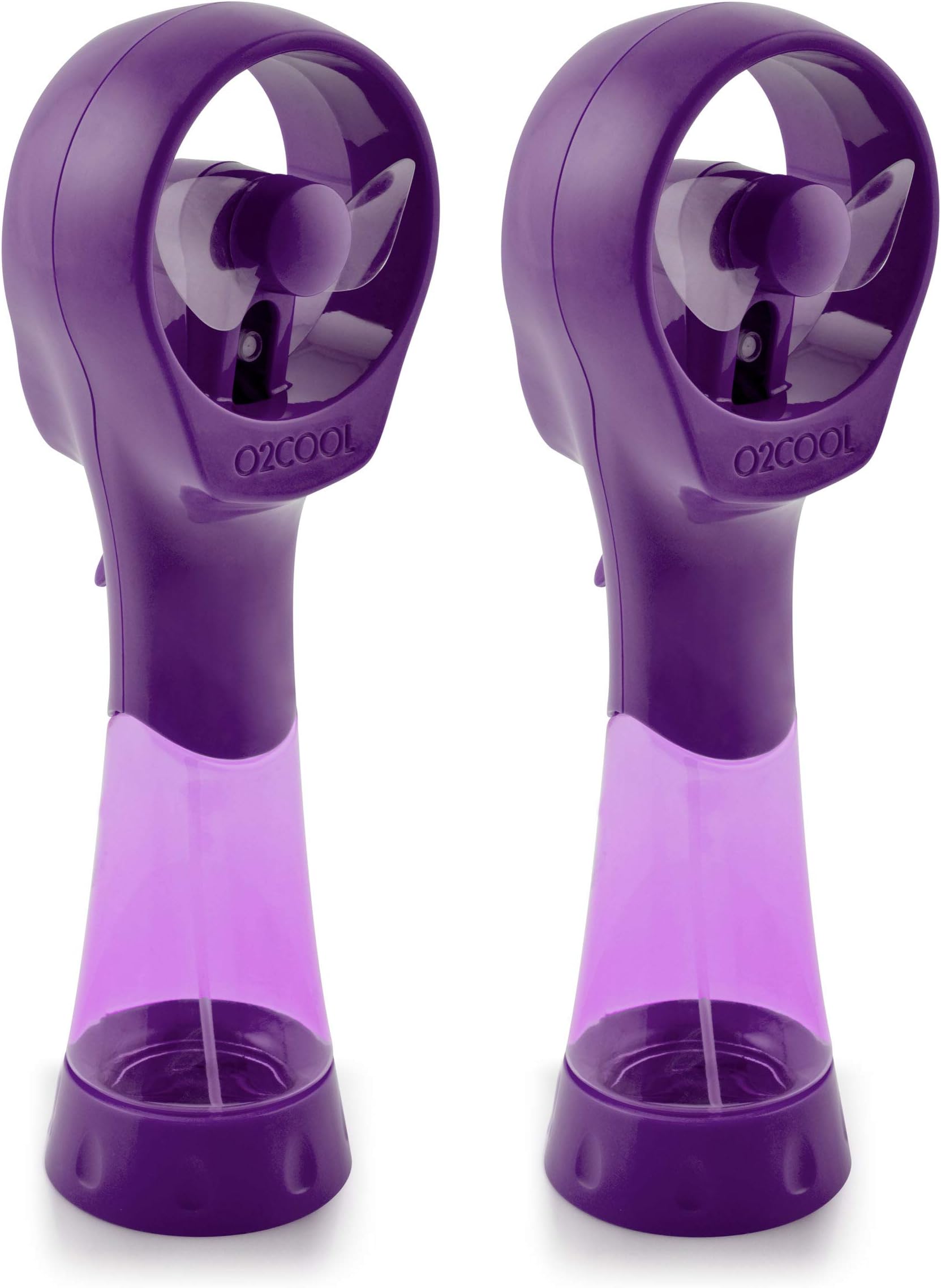 2 Pack Elite Battery Powered Handheld Water Misting Fans (Purple)