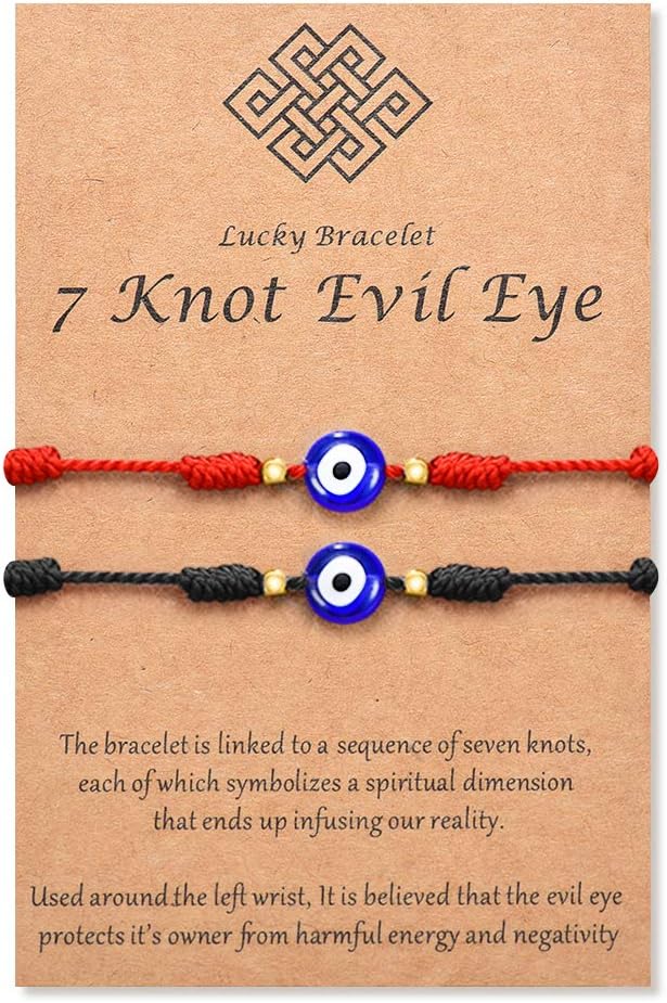 Tarsus (Ver.3) Evil Eye 7 Knot Lucky Bracelets Adjustable Red String Amulet for Women Men Boys & Girls