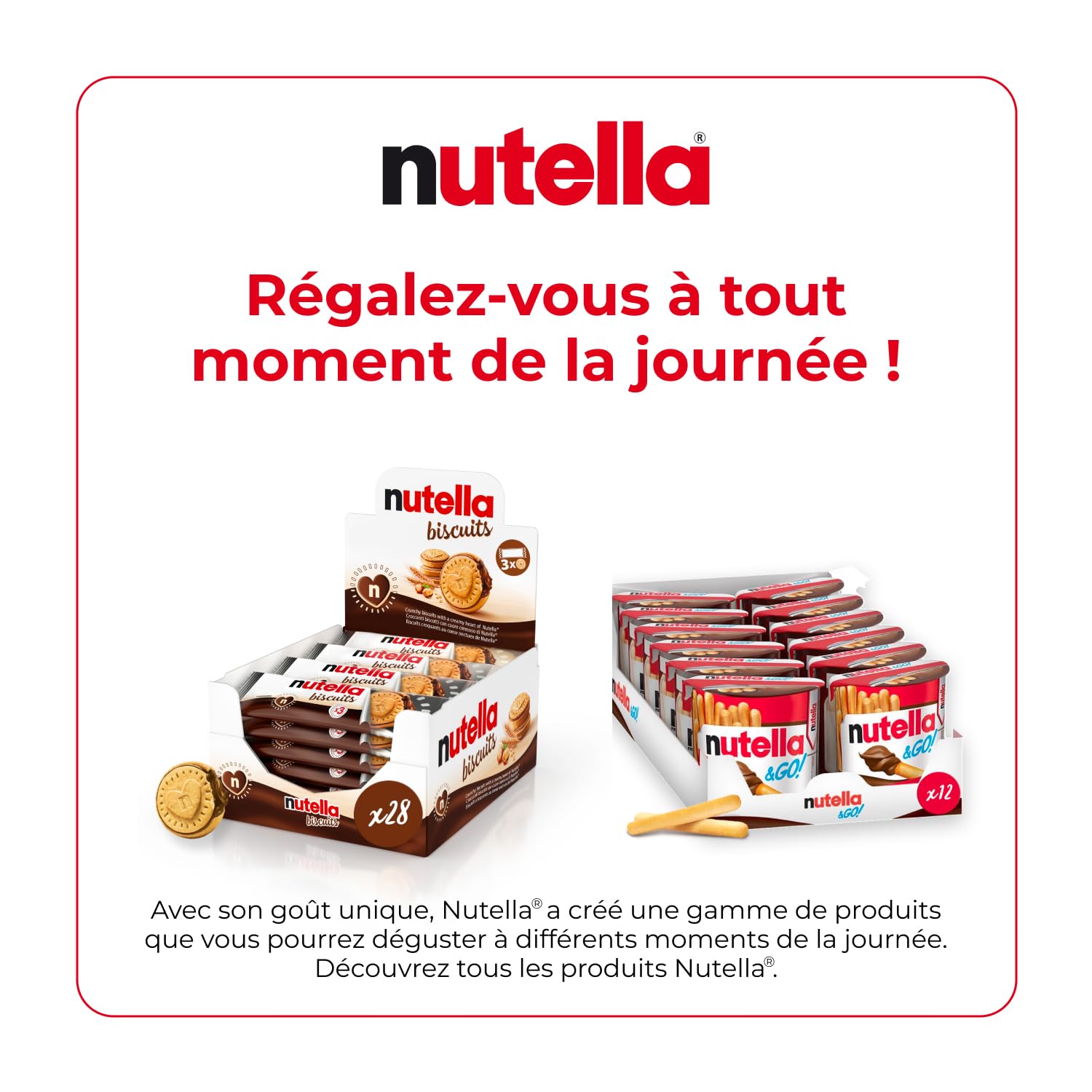 Nutella Biscuits - Biscuit Croquant et Fourré à la Pâte à Tartiner Nutella - Format Familial pour le Goûter - 28 x 3 x 41,4g