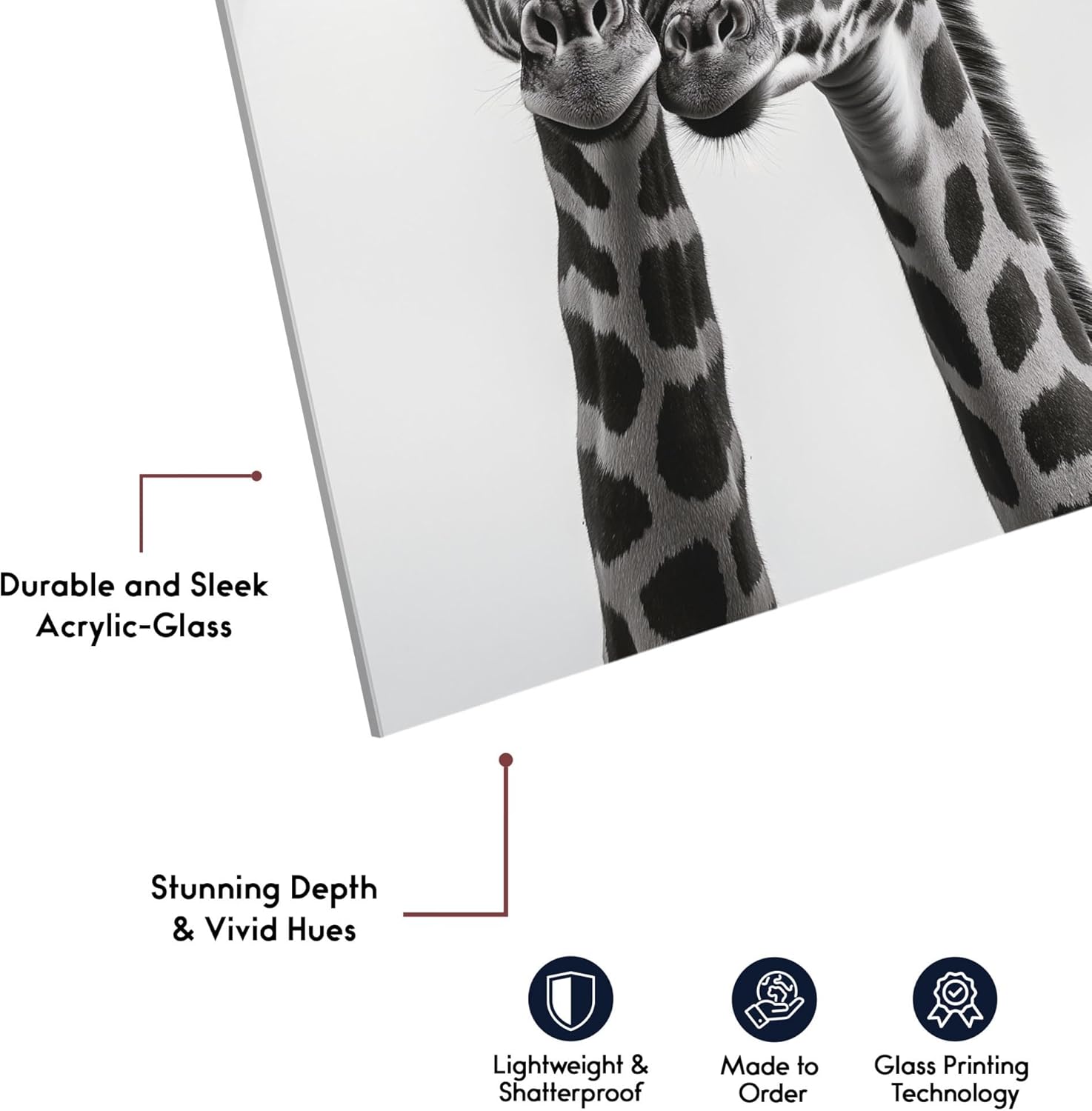 Black and White Photograph of a Couple Acrylic Print Animal Art Prints by Notoriart, Ready to Hang, 24 x 36