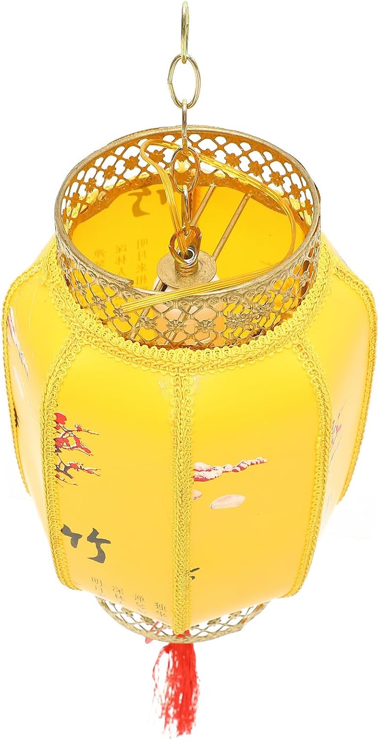 Portable Ancient Chinese Style Lantern with Glowing Design Made of Simulated Sheepskin Fabric and Iron, for Festivals and Parties Decorative Hanging Ornament
