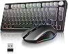 RedThunder K75 75% Wireless Membrane Keyboard and Mouse,3-Mode 2.4G/BT/USB-C,US Layout Side-Engraved,Volume Knob,TKL Ultra Compact Design,Optical Gaming Mouse with 4800DPI for PC Mac (Gradient Gray)