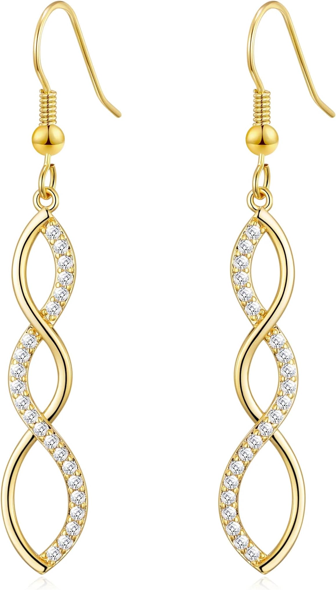 Philip Jones 18k Gold Plated Twist Drop Earrings Created with Zircondia® Crystals