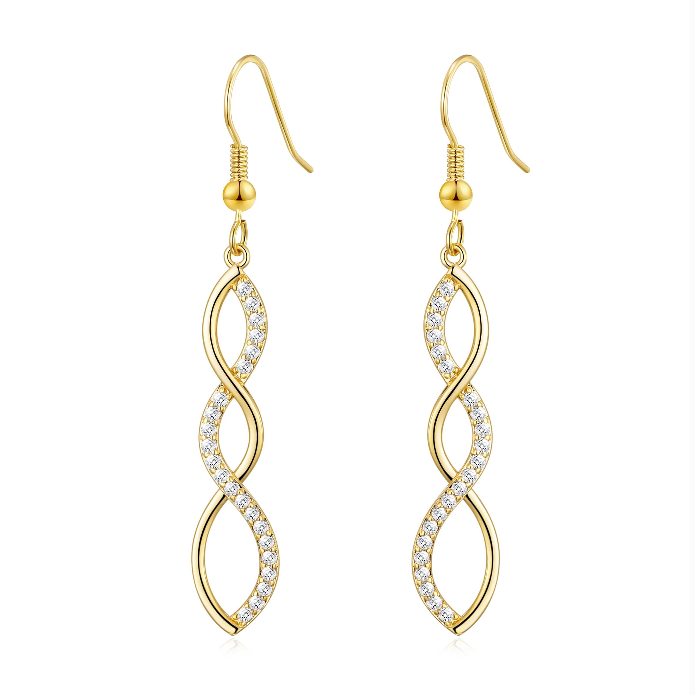 18k Gold Plated Twist Drop Earrings Created with Zircondia® Crystals