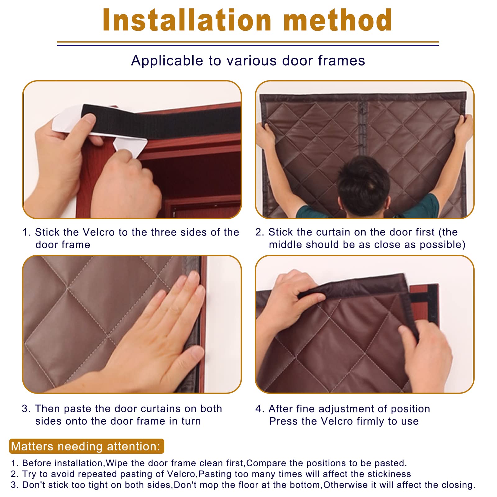 Tenere Caldo Tenda per Porte Divisorie 110x240cm,Termica E Isolante Prova di Vento Termica Tenda Automatica Facile da Installare Inverno Tenda di Porta di Cotone Rimovibile per Garage,caffè