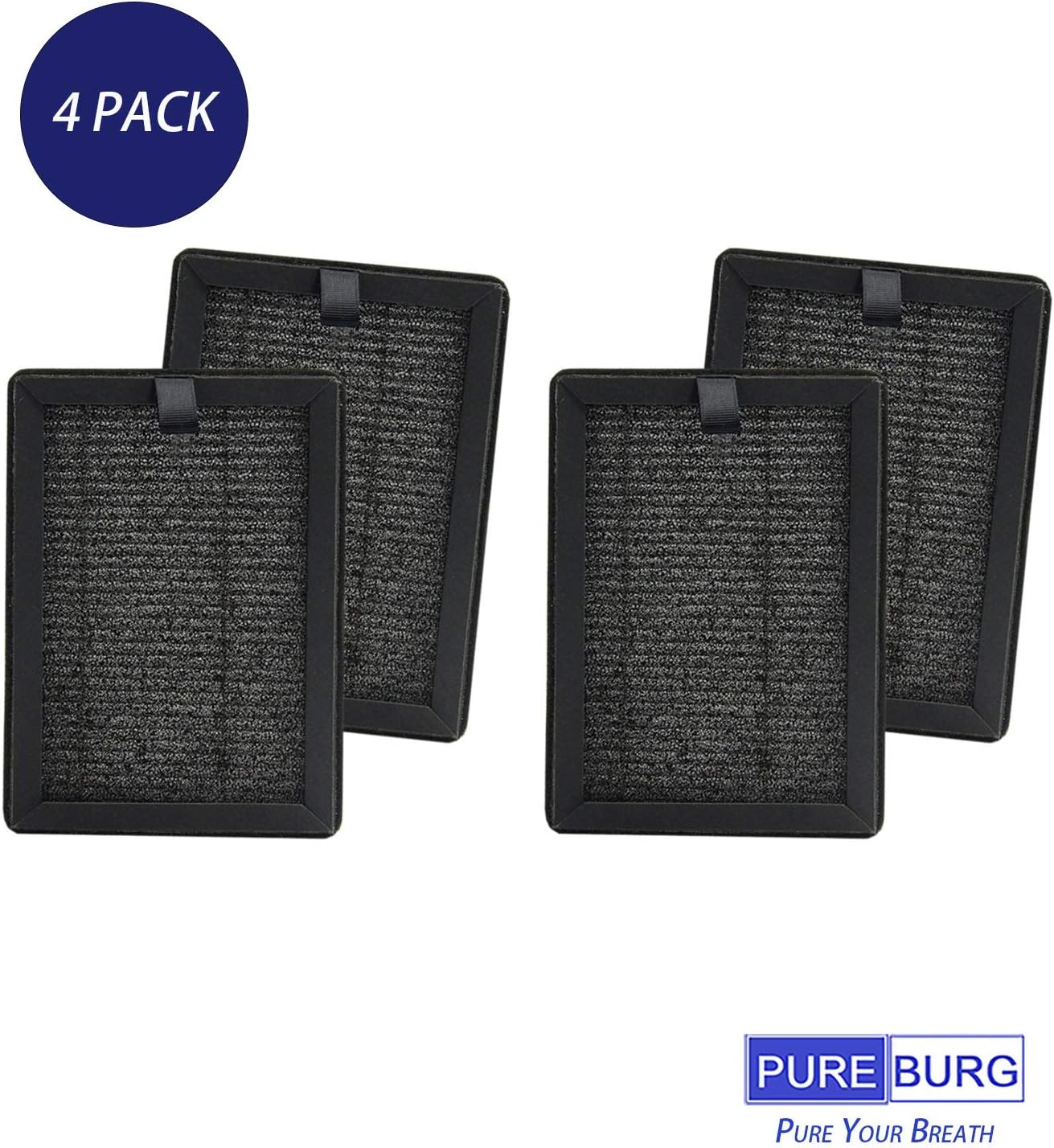 PUREBURG Replacement True HEPA Filters Compatible with PUURVSAS (HM669A) / ROVACS (RV60) Air Purifiers,H13 4-Stage Filtration Activated carbon 2-IN-1 Air Clean Dust VOCs, 4-Pack