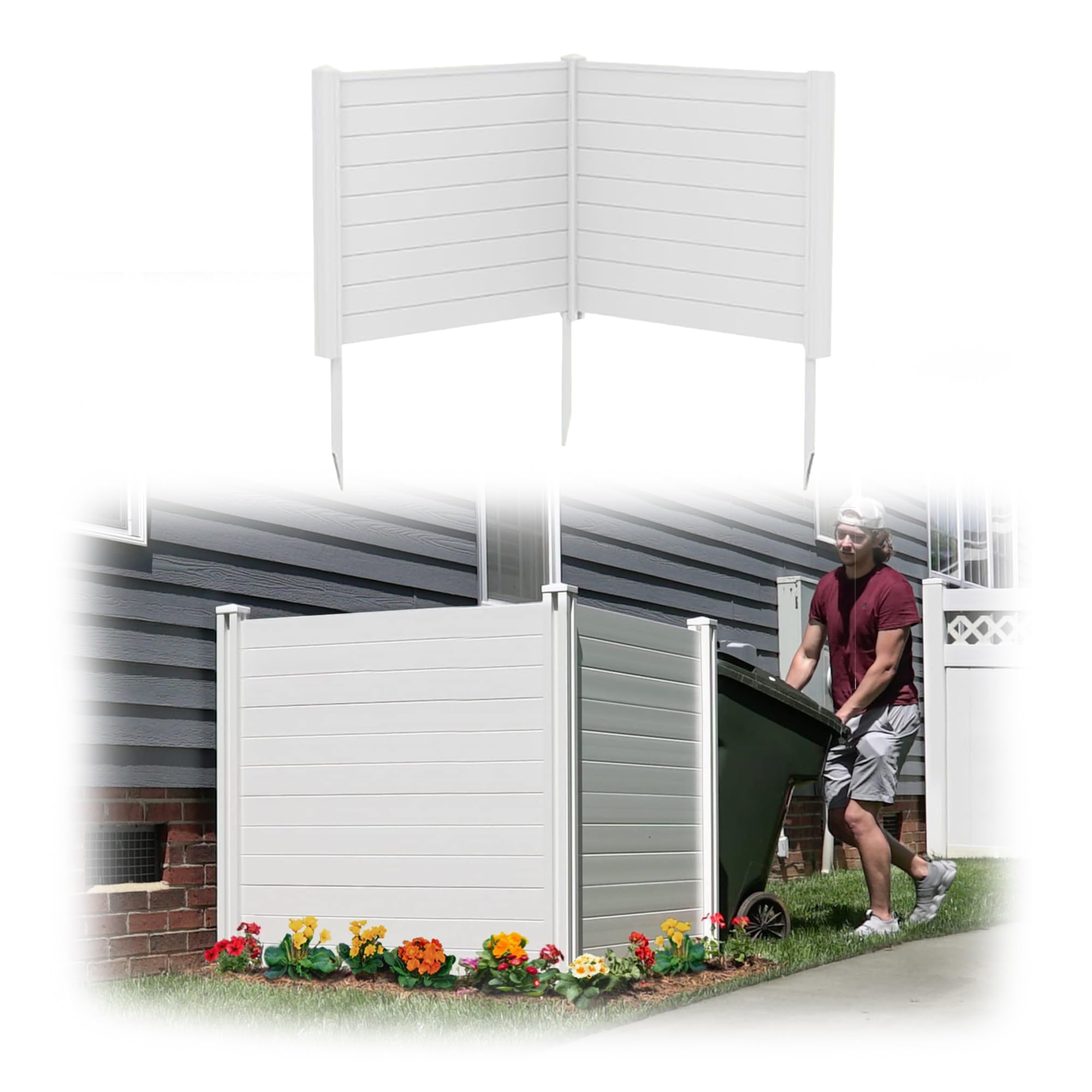 Pannelli di Recinzione per Condizionatore d'Aria e Bidone della Spazzatura, Copertura di Protezione AC per L'Unità Esterna, Fiori Supporto Louver (Color : Gray, Size : 100x70x50cm 3 Panels