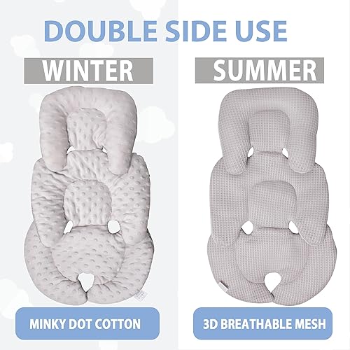 Miniatura 2 de Inserto para asiento de automóvil infantil, cojín reversible 2 en 1 para asiento de automóvil para recién nacido, soporte para la cabeza y el