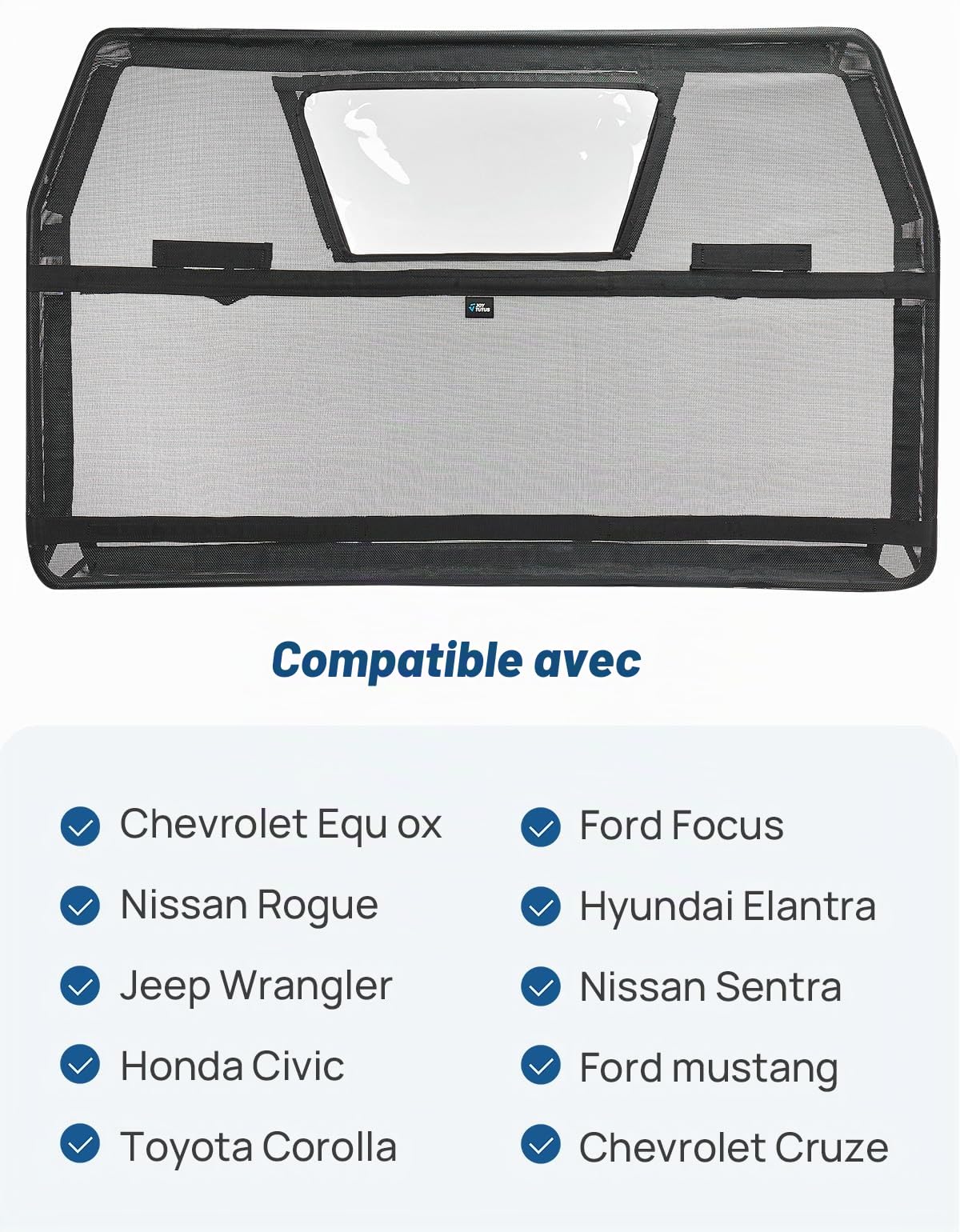 JOYTUTUS Grille de séparation pour chien de voiture 132x79 cm filet de protection barrière universelle pour voitures SUV camions